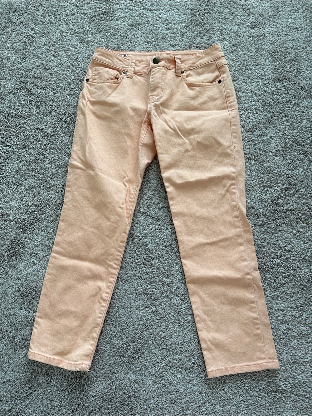 CAbi Straight-Leg Jeans in Peach/Soft Orange, Excellent, Like New, style 329